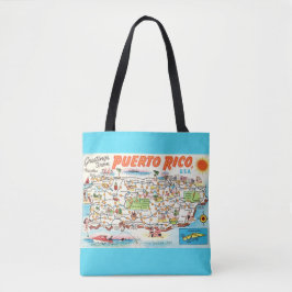 Tote Aqua Porto Rico Map Shoulder Bolsa