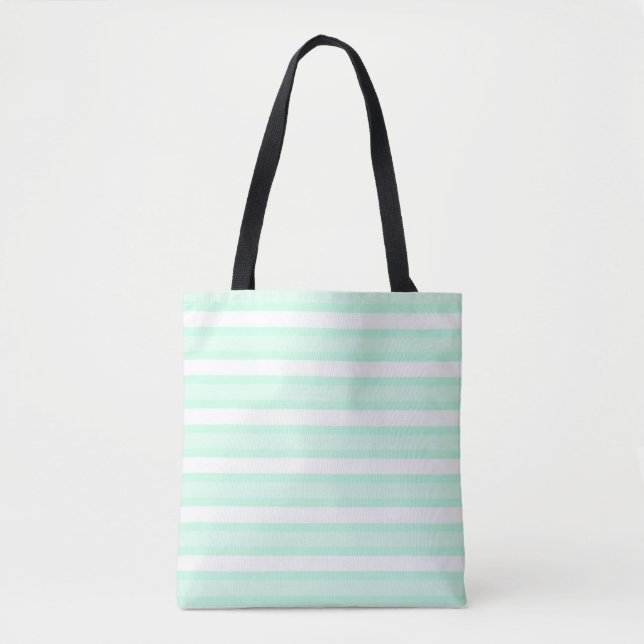 Tote Aqua Stripe por todo o bolsa (Frente)