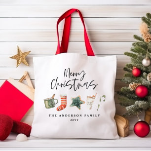 Tote Aquarela Biscoito de Natal bebe Bolsa doce de cana