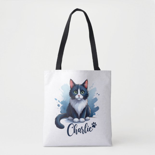 Tote Arte de Gato Fofo Bolsa – Presente para Amantes de (Frente)