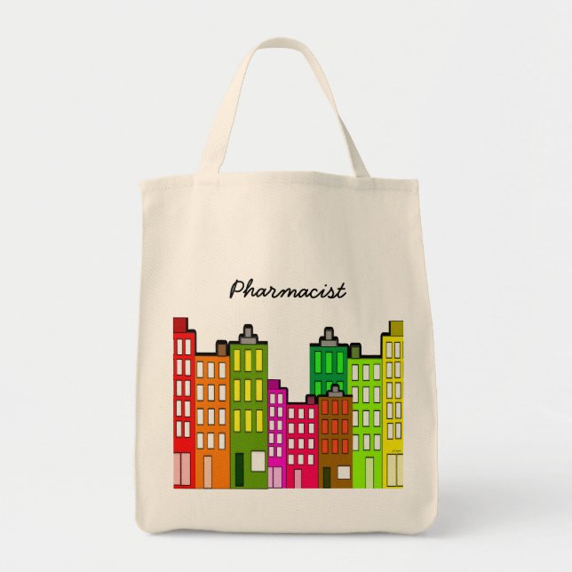Tote Arte retro lunática das construções do bolsa do (Frente)