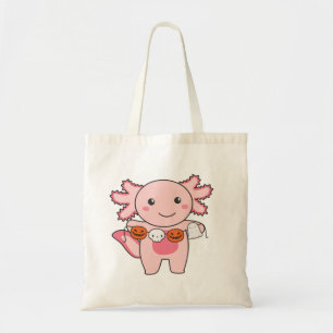 Tote Axolotl Happy Halloween Pumpkin Bat Costume Bolsa