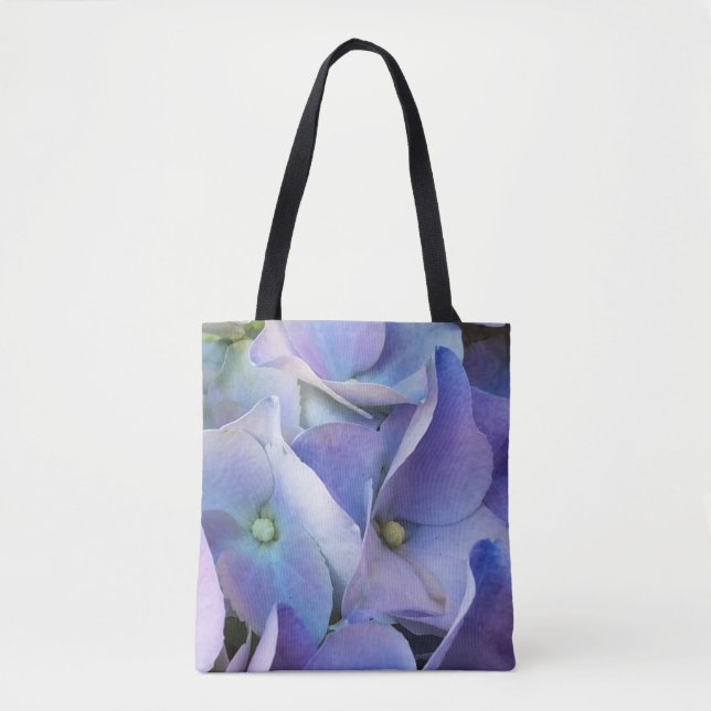 Tote Azul Floral Periwinklo Hydrangea Flowers Bolsa (Frente)