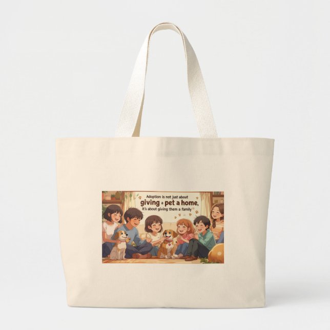 Tote Bag-Adotion Bolsa Ba "Dá a um Pet uma Família (Frente)