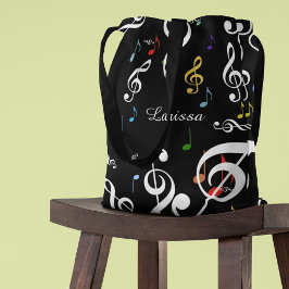 Tote Bag all_over de Notas Musicais com Nome