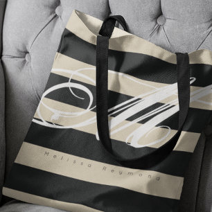 Tote Bag All-over-impressão com grandes faixas pre
