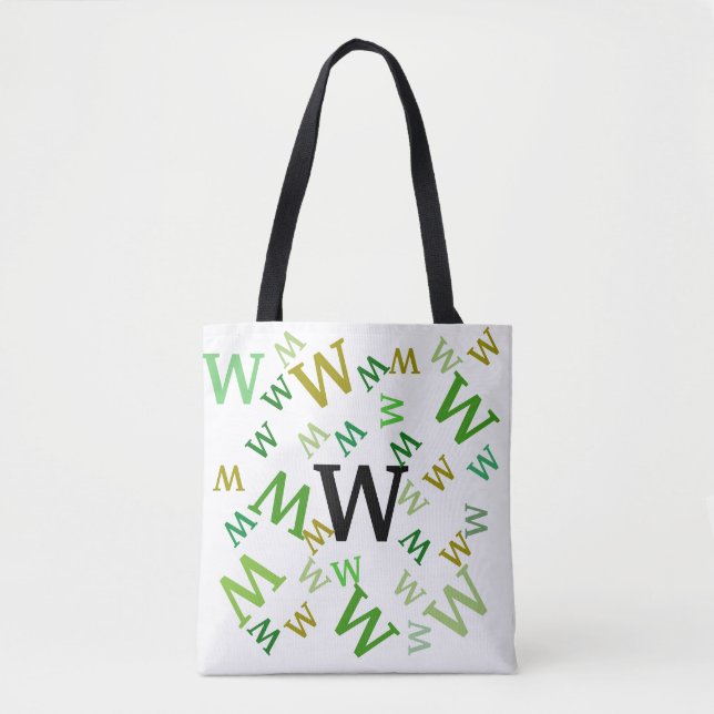 Tote Bag (ao) - Cartas em verde (Frente)