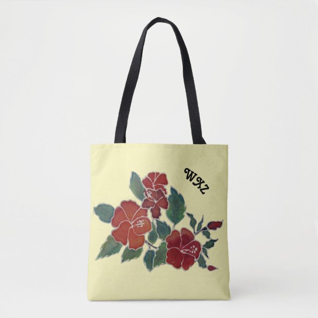 Tote Bag (ao) - Hibiscus Blossoms e Considerações (Frente)