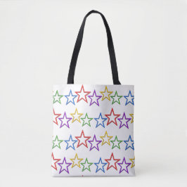 Tote Bag (ao) - Linhas de Estrelas Coloridas