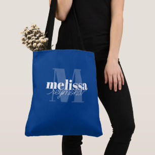 Tote Bag Azul com Nome Monograma