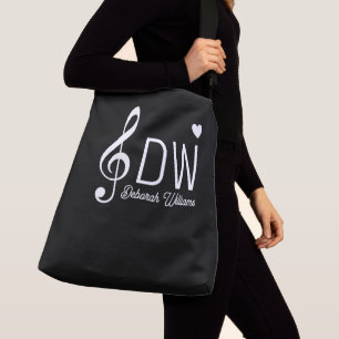 Tote Bag BLACK com seu nome e Treble Clef