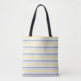 Tote Bag - Branco, Amarelo e Zigzags de Cinzas