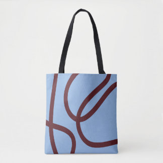 Tote Bag – Burgundy Lines on Blue