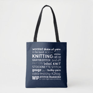 Tote Bag   Colagem de Palavras de Knitter
