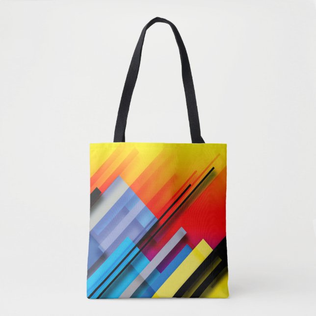 Tote Bag Colorida com faixas diagonais (Frente)
