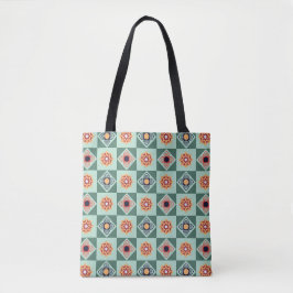 Tote Bag com padrão quadrado floral