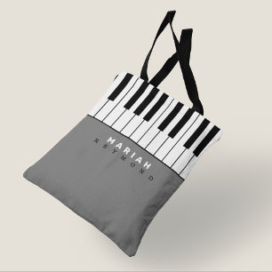 Tote Bag Completo Música Piano Moderna com Nome
