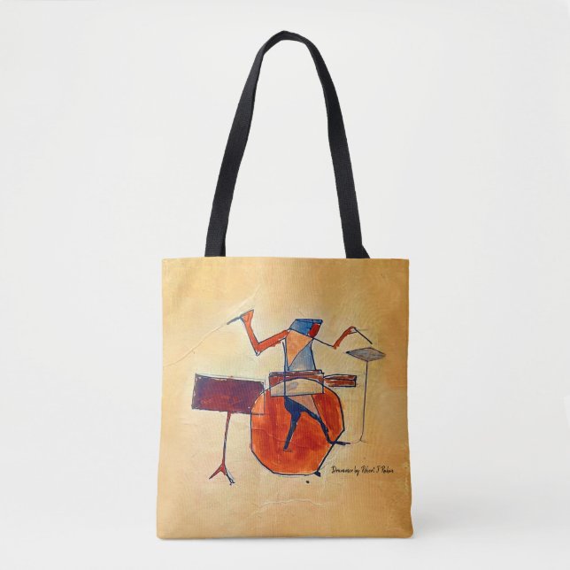 Tote Bag de 16" com pintura de Drummer Estilo Cubi (Frente)