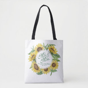 Tote Bag de Casamento de Girassol Personalizado