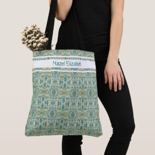 Tote Bag de Padrão Azul de Peacock Moderno