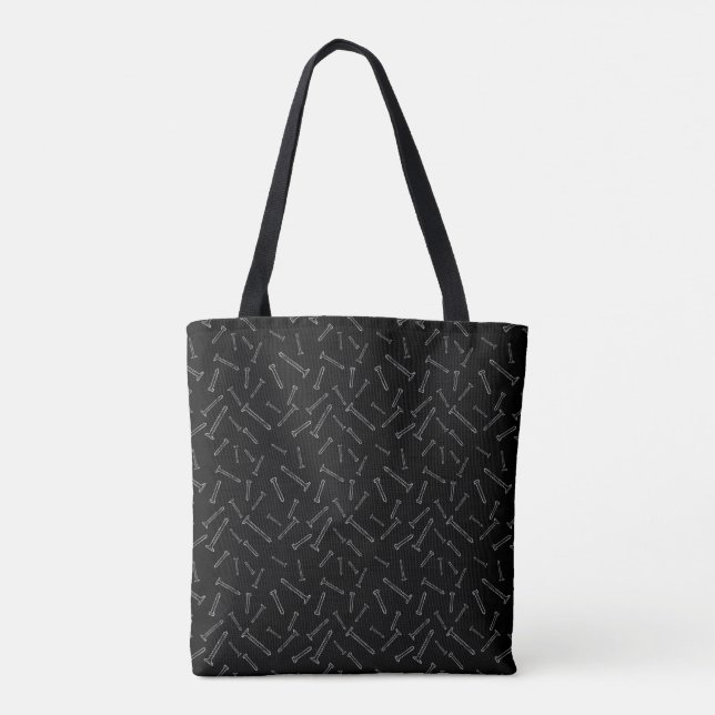 Tote Bag de Padrão de Parafuso Chic Black (Verso)