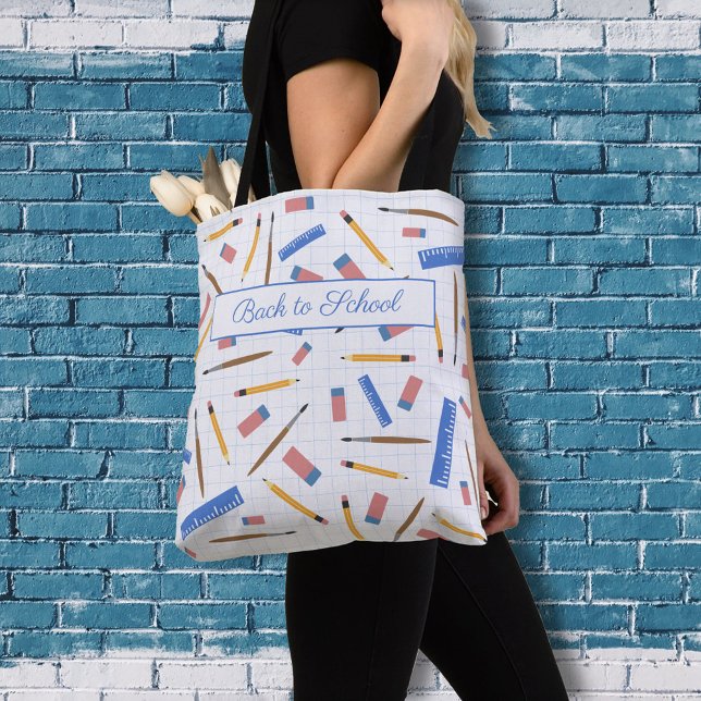 Tote Bag de Padrão de Suprimentos Escolares (School Supplies Pattern Tote Bag)