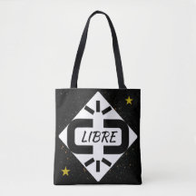 TOTE BAG Desenho “LIVRE” preto e branco estrelado