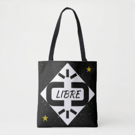 TOTE BAG Desenho “LIVRE” preto e branco estrelado
