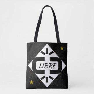 TOTE BAG Desenho “LIVRE” preto e branco estrelado