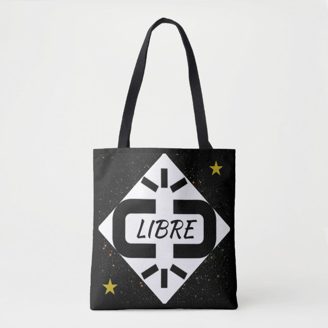 TOTE BAG Desenho “LIVRE” preto e branco estrelado (Frente)
