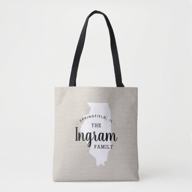 Tote Bag do Estado do Monograma da Família Illinoi (Frente)