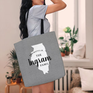 Tote Bag do Estado do Monograma da Família Illinoi