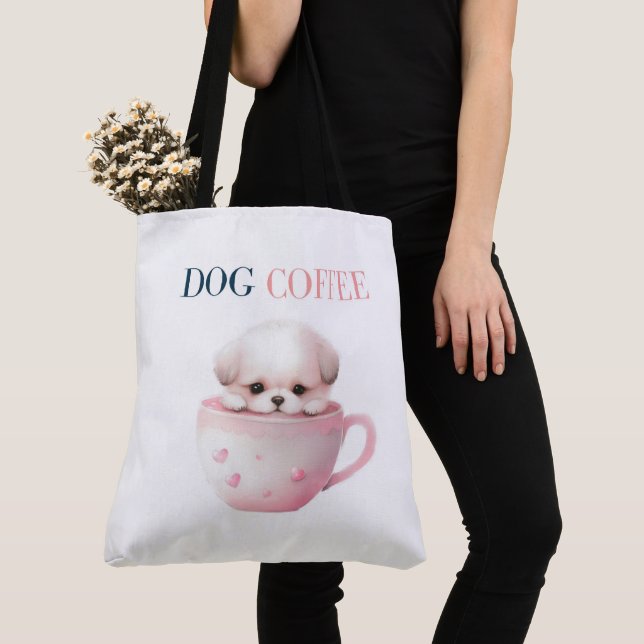 Tote Bag Dog Coffee (Close Up)