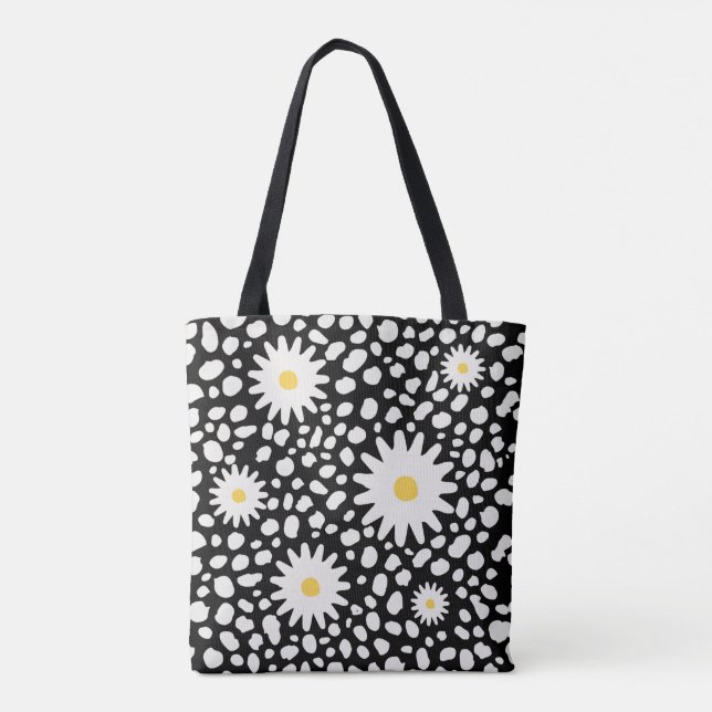 Tote Bag Floral Black and White (Verso)