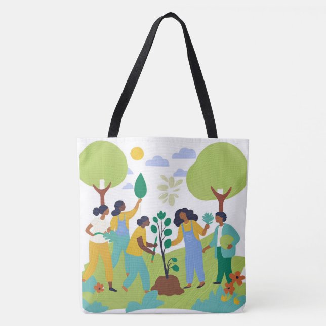 Tote Bag for Nature Lovers - Plantar árvores Desig (Frente)