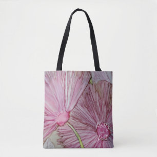 Tote Bag, Média "Flores Rosa Bonito"