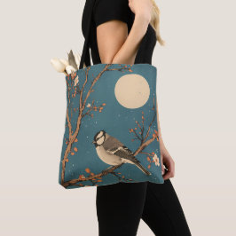 Tote bag - Moonlit Bird on Blossom Branch