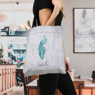 Tote Bag Personalizada do Peacock Elegante Teal