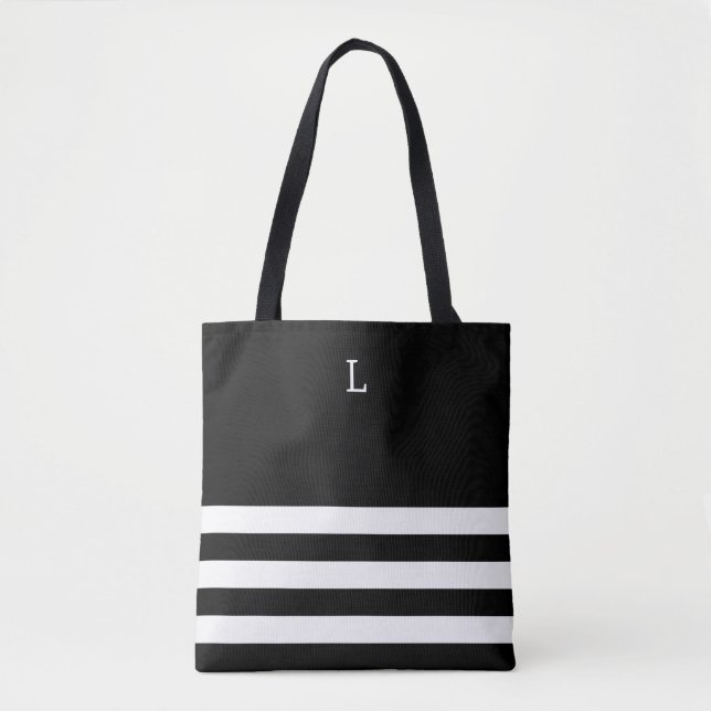 Tote Bag preto-e-branco monograma (Frente)
