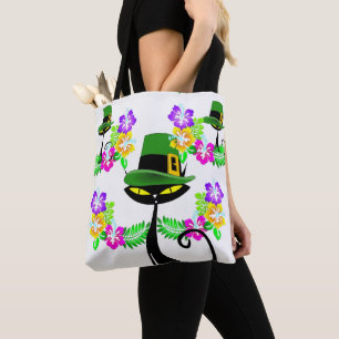 Tote Bag Saint Patrick's Day Cat Floral