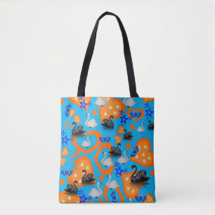 Tote bag Swan Orange Hearts