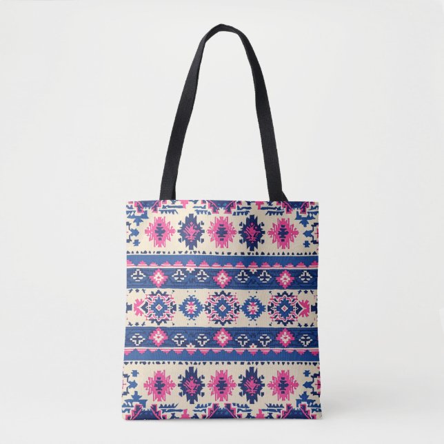 Tote Bag (Tote Bag) de Padrão Geométrico - Bandas  (Frente)