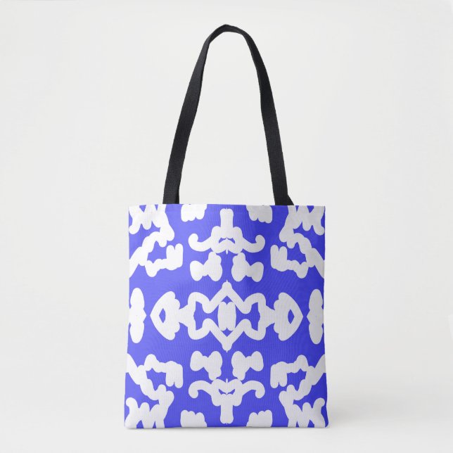 Tote Bag, um elegante design azul e branco sem sol (Frente)
