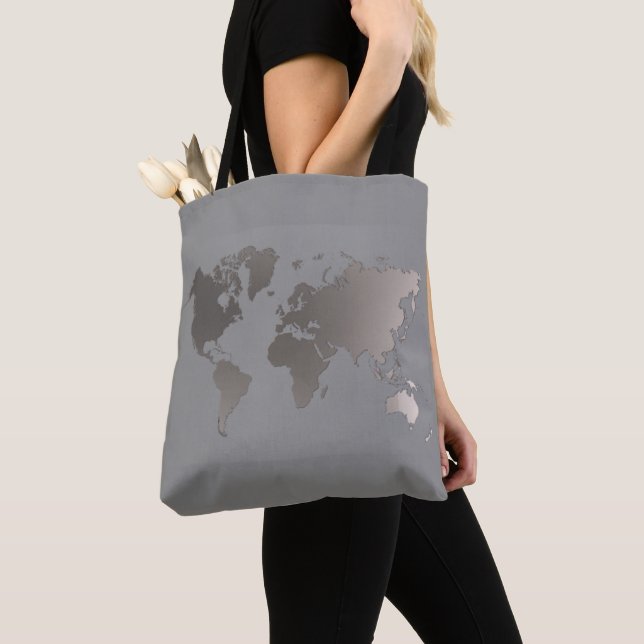Tote Bag World Map Cinza Gift Bag Grande (Close Up)