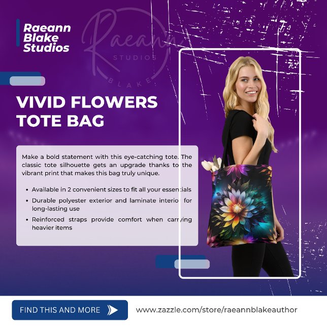Tote Bela Bolsa de Compras de Flores Vibrantes (Criador carregado)