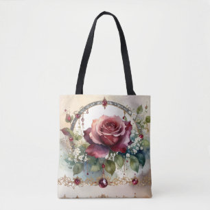 Tote Bela Bolsa Elegante Nostálgica Romântica Rosa Verm