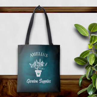 Tote Bela Bolsa Personalizada Aqua & Floral