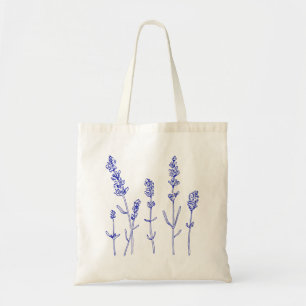 Tote Belo Bolsa de desenho botânico da flor da Lavanda 