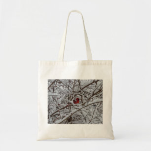 Tote Belo Cardeal Vermelho em Bolsa de Árvore Neve
