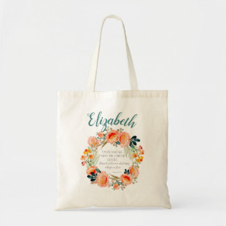 Tote Bíblia Floral Personalizada Verso Bolsa